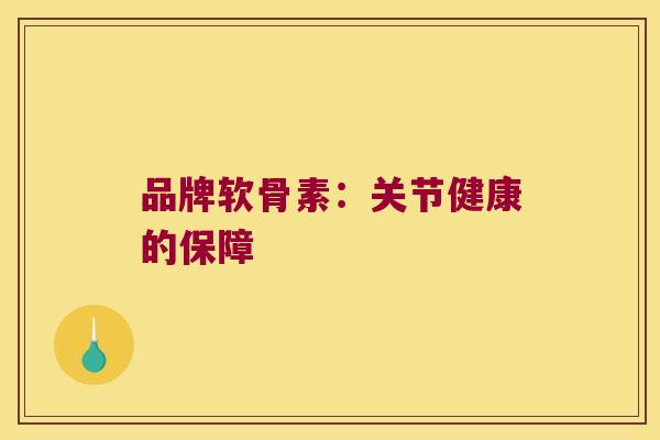 品牌软骨素:关节健康的保障