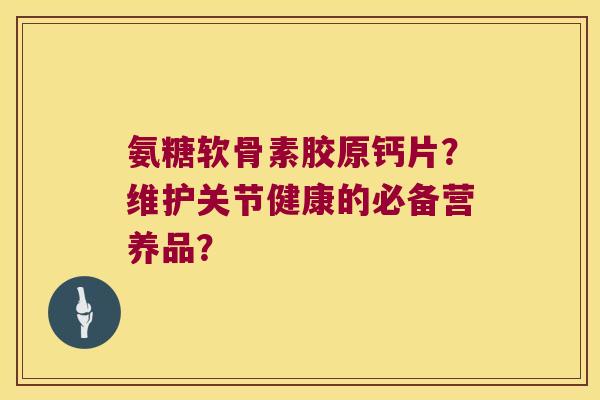 氨糖软骨素胶原钙片？维护关节健康的必备营养品？