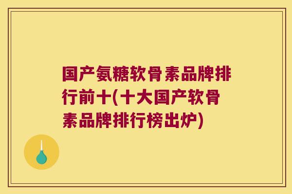 国产氨糖软骨素品牌排行前十(十大国产软骨素品牌排行榜出炉)