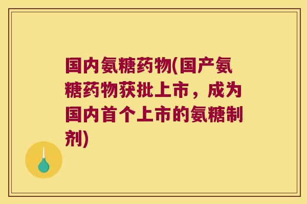 国内氨糖药物(国产氨糖药物获批上市,成为国内首个上市的氨糖制剂)