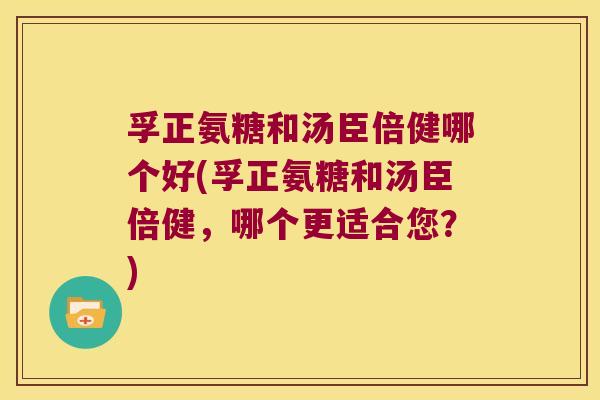孚正氨糖和汤臣倍健哪个好(孚正氨糖和汤臣倍健，哪个更适合您？)