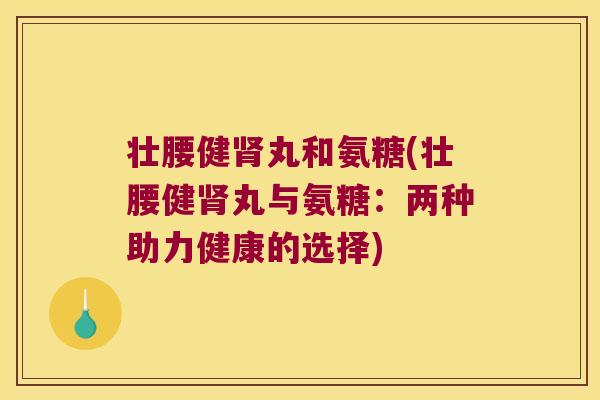 壮腰健肾丸和氨糖(壮腰健肾丸与氨糖:两种助力健康的选择)