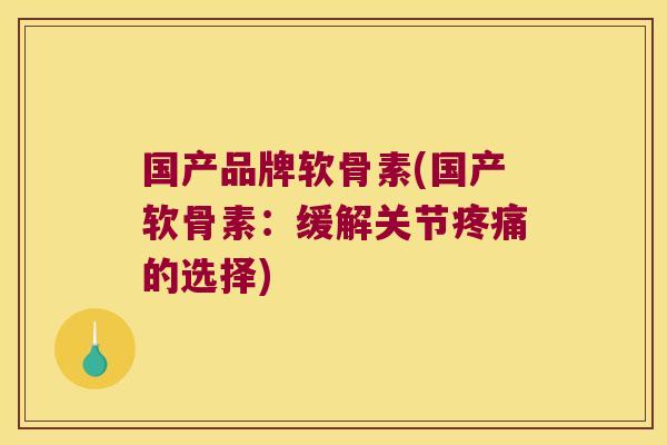 国产品牌软骨素(国产软骨素:缓解关节疼痛的选择)