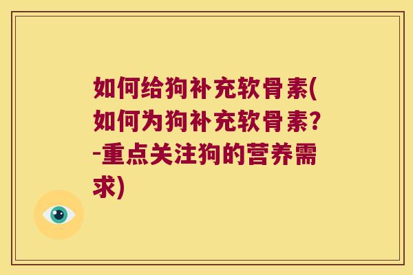 如何给狗补充软骨素(如何为狗补充软骨素？-重点关注狗的营养需求)