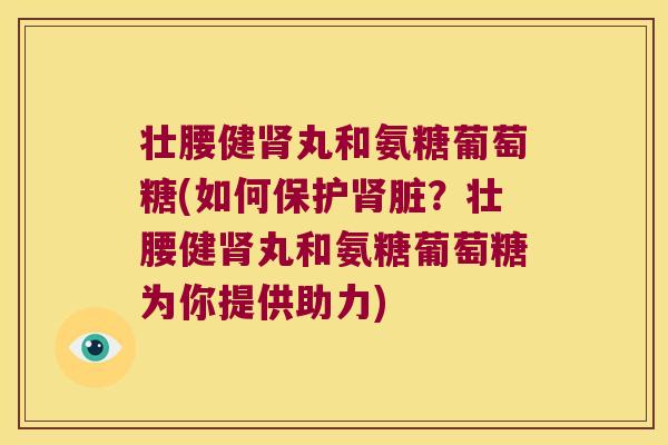 壮腰健肾丸和氨糖葡萄糖(如何保护肾脏?壮腰健肾丸和氨糖葡萄糖为你提供助力)