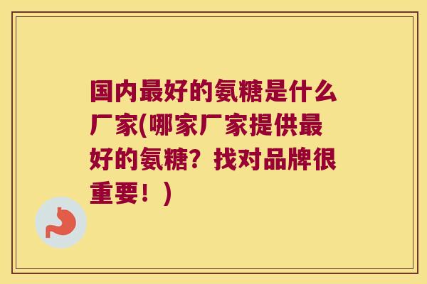 国内最好的氨糖是什么厂家(哪家厂家提供最好的氨糖?找对品牌很重要!)