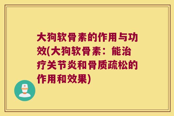 大狗软骨素的作用与功效(大狗软骨素:能治疗关节炎和骨质疏松的作用和效果)