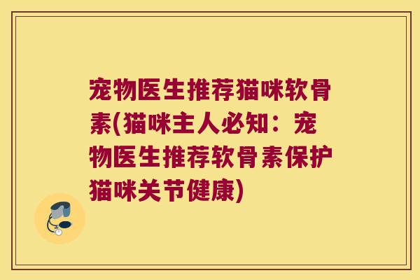 宠物医生推荐猫咪软骨素(猫咪主人必知:宠物医生推荐软骨素保护猫咪关节健康)