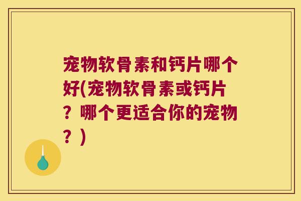 宠物软骨素和钙片哪个好(宠物软骨素或钙片?哪个更适合你的宠物?)