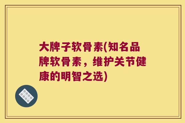 大牌子软骨素(知名品牌软骨素,维护关节健康的明智之选)