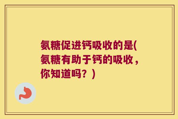 氨糖促进钙吸收的是(氨糖有助于钙的吸收,你知道吗?)