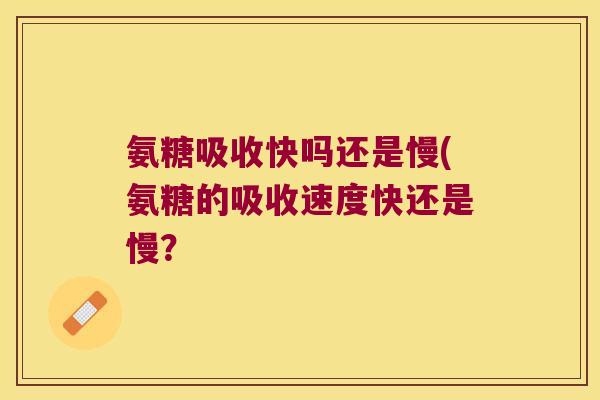 氨糖吸收快吗还是慢(氨糖的吸收速度快还是慢?