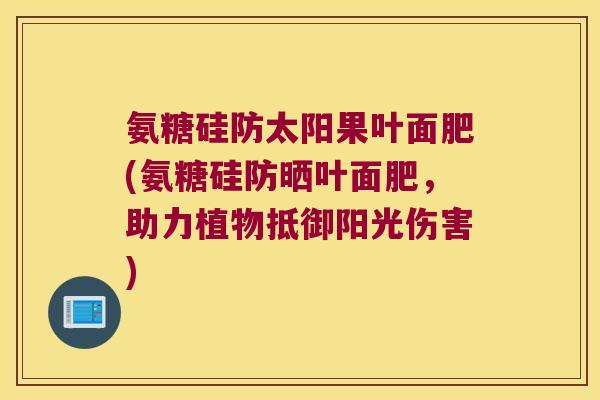 氨糖硅防太阳果叶面肥(氨糖硅防晒叶面肥,助力植物抵御阳光伤害)