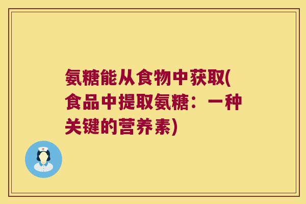 氨糖能从食物中获取(食品中提取氨糖:一种关键的营养素)