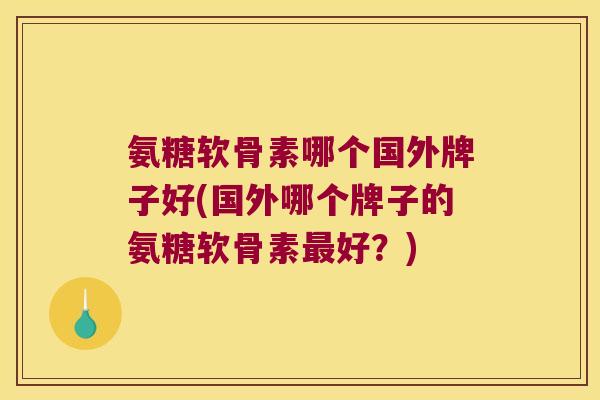 氨糖软骨素哪个国外牌子好(国外哪个牌子的氨糖软骨素最好?)