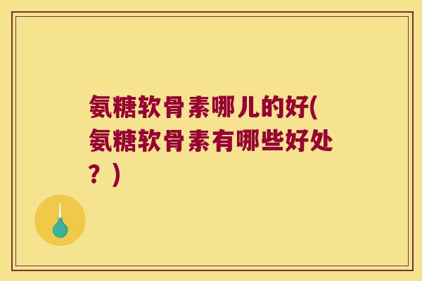 氨糖软骨素哪儿的好(氨糖软骨素有哪些好处?)