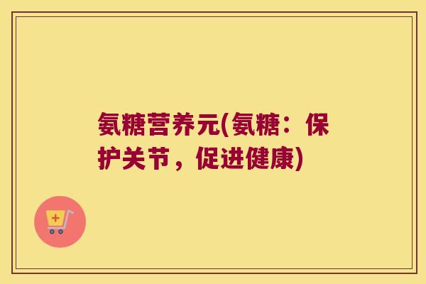 氨糖营养元(氨糖:保护关节,促进健康)