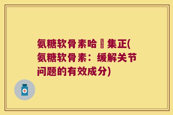 氨糖软骨素哈醫集正(氨糖软骨素:缓解关节问题的有效成分)
