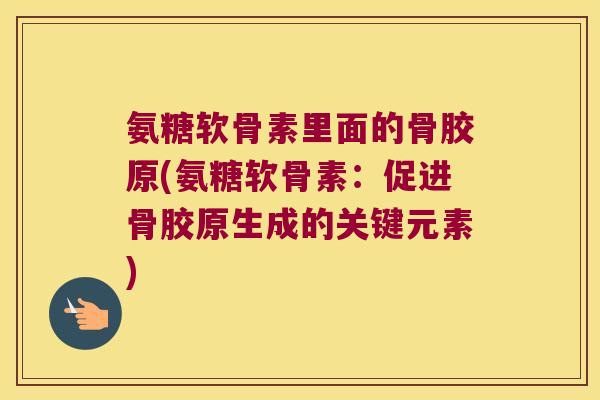 氨糖软骨素里面的骨胶原(氨糖软骨素:促进骨胶原生成的关键元素)