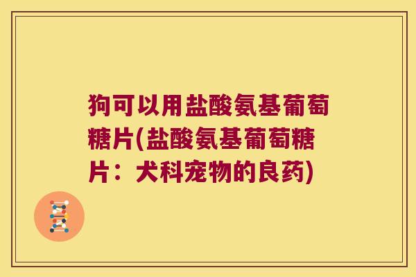 狗可以用盐酸氨基葡萄糖片(盐酸氨基葡萄糖片:犬科宠物的良药)