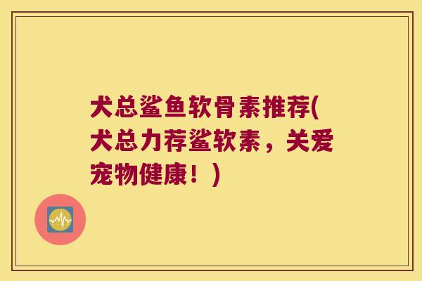 犬总鲨鱼软骨素推荐(犬总力荐鲨软素,关爱宠物健康!)