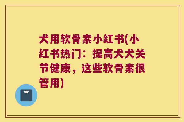 犬用软骨素小红书(小红书热门:提高犬犬关节健康,这些软骨素很管用)