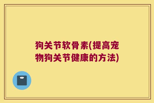 狗关节软骨素(提高宠物狗关节健康的方法)