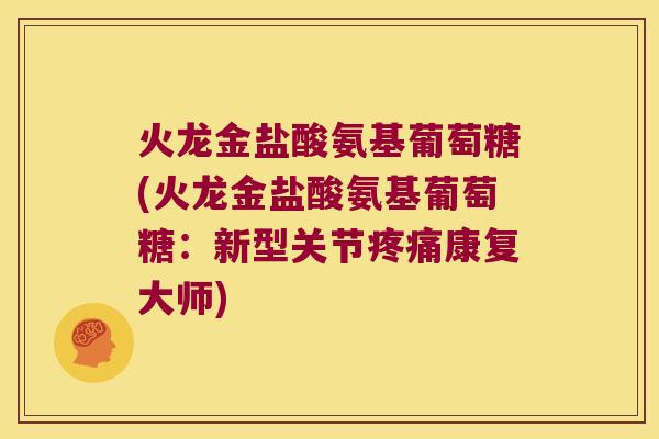 火龙金盐酸氨基葡萄糖(火龙金盐酸氨基葡萄糖:新型关节疼痛康复大师)