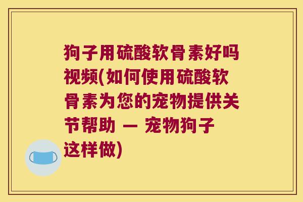 狗子用硫酸软骨素好吗视频(如何使用硫酸软骨素为您的宠物提供关节帮助 — 宠物狗子这样做)