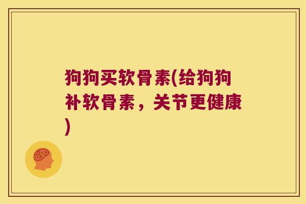 狗狗买软骨素(给狗狗补软骨素,关节更健康)