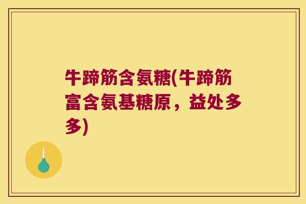 牛蹄筋含氨糖(牛蹄筋富含氨基糖原,益处多多)