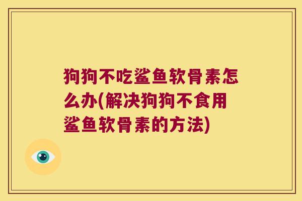 狗狗不吃鲨鱼软骨素怎么办(解决狗狗不食用鲨鱼软骨素的方法)