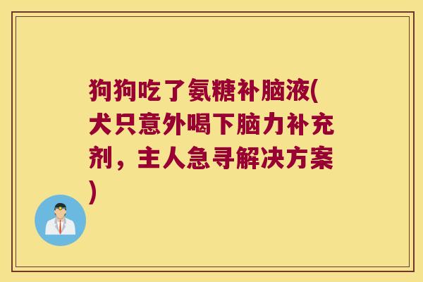 狗狗吃了氨糖补脑液(犬只意外喝下脑力补充剂,主人急寻解决方案)