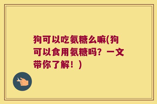 狗可以吃氨糖么嘛(狗可以食用氨糖吗?一文带你了解!)