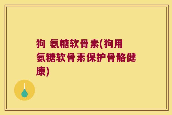 狗 氨糖软骨素(狗用氨糖软骨素保护骨骼健康)