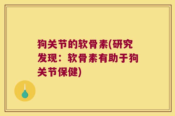 狗关节的软骨素(研究发现：软骨素有助于狗关节保健)