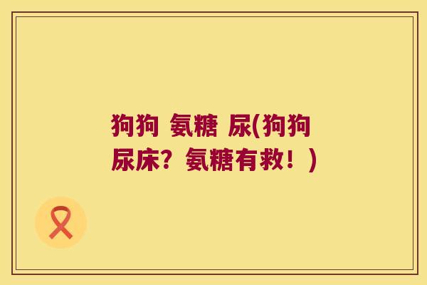 狗狗 氨糖 尿(狗狗尿床?氨糖有救!)