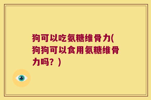 狗可以吃氨糖维骨力(狗狗可以食用氨糖维骨力吗?)