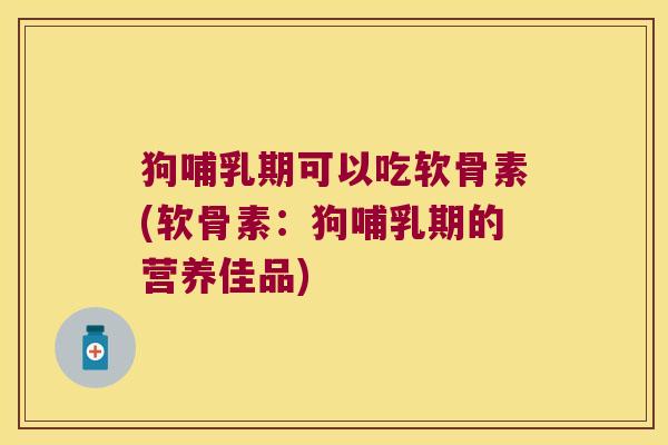 狗哺乳期可以吃软骨素(软骨素:狗哺乳期的营养佳品)