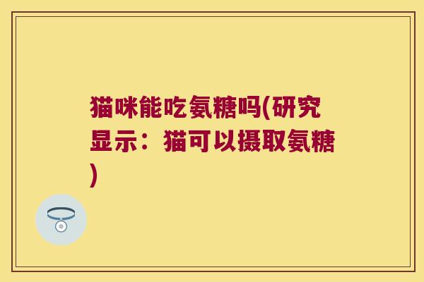 猫咪能吃氨糖吗(研究显示:猫可以摄取氨糖)