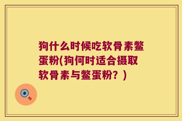 狗什么时候吃软骨素鳖蛋粉(狗何时适合摄取软骨素与鳖蛋粉?)