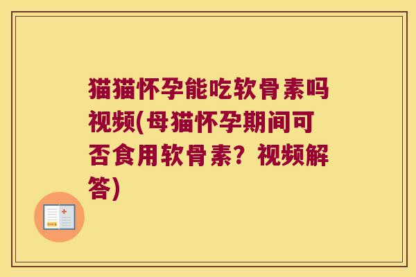 猫猫怀孕能吃软骨素吗视频(母猫怀孕期间可否食用软骨素?视频解答)