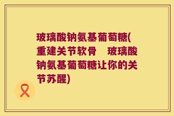 玻璃酸钠氨基葡萄糖(重建关节软骨 玻璃酸钠氨基葡萄糖让你的关节苏醒) 玻璃酸钠氨基葡萄糖(重建关节软骨 玻璃酸钠氨基葡萄糖让你的关节苏醒)