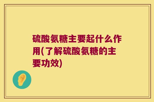 硫酸氨糖主要起什么作用(了解硫酸氨糖的主要功效)