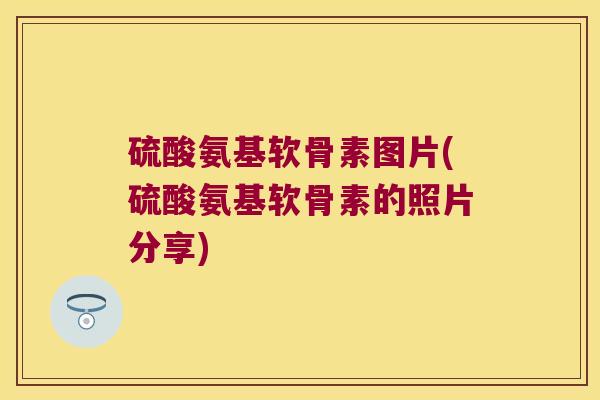 硫酸氨基软骨素图片(硫酸氨基软骨素的照片分享)