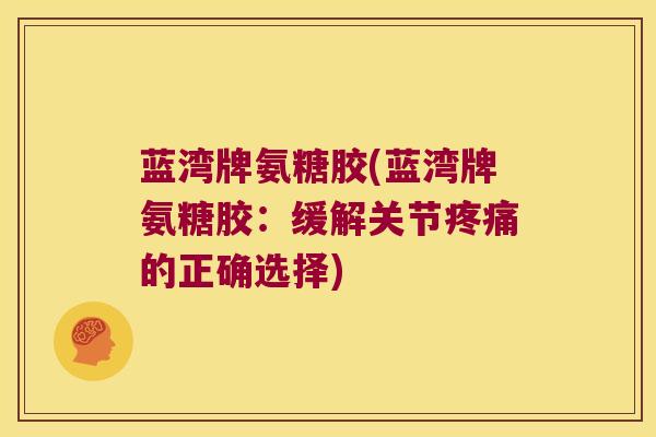 蓝湾牌氨糖胶(蓝湾牌氨糖胶:缓解关节疼痛的正确选择)