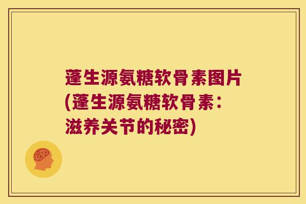 蓬生源氨糖软骨素图片(蓬生源氨糖软骨素:滋养关节的秘密)