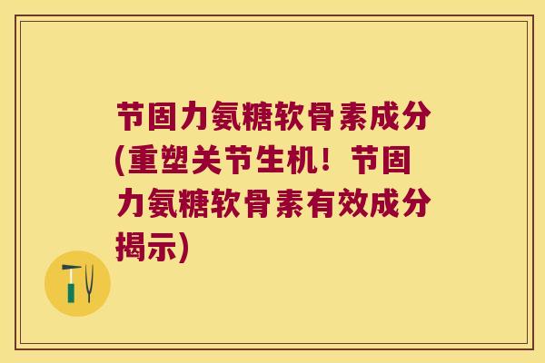 节固力氨糖软骨素成分(重塑关节生机!节固力氨糖软骨素有效成分揭示)