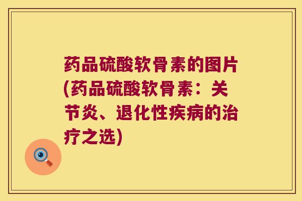 药品硫酸软骨素的图片(药品硫酸软骨素:关节炎、退化性疾病的治疗之选)