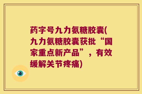 药字号九力氨糖胶囊(九力氨糖胶囊获批“国家重点新产品”,有效缓解关节疼痛)